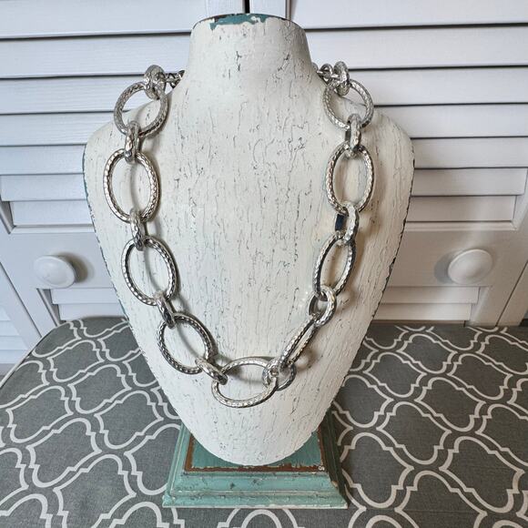Necklace Silver Tone Chain Link Statement Piece Premier Designs Special Occasion - Picture 7 of 9
